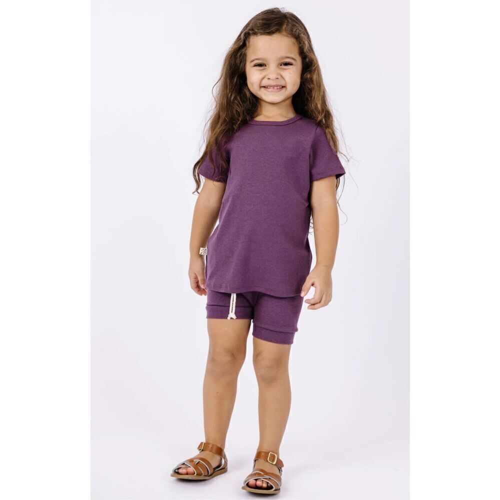 NWT Childhoods Clothing - RIB KNIT SHORTS CO -BLACK PLUM 18-24